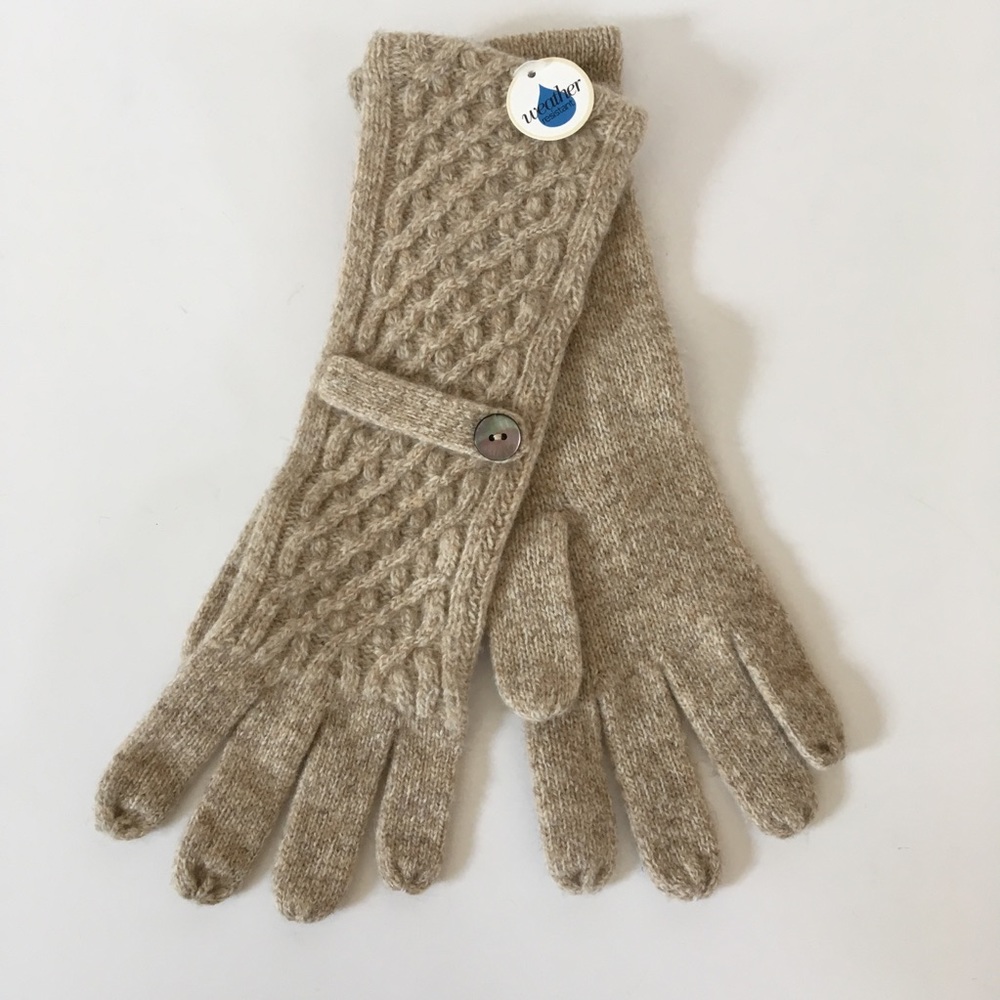 Finger Gloves Cashmere Wool Tan Winter